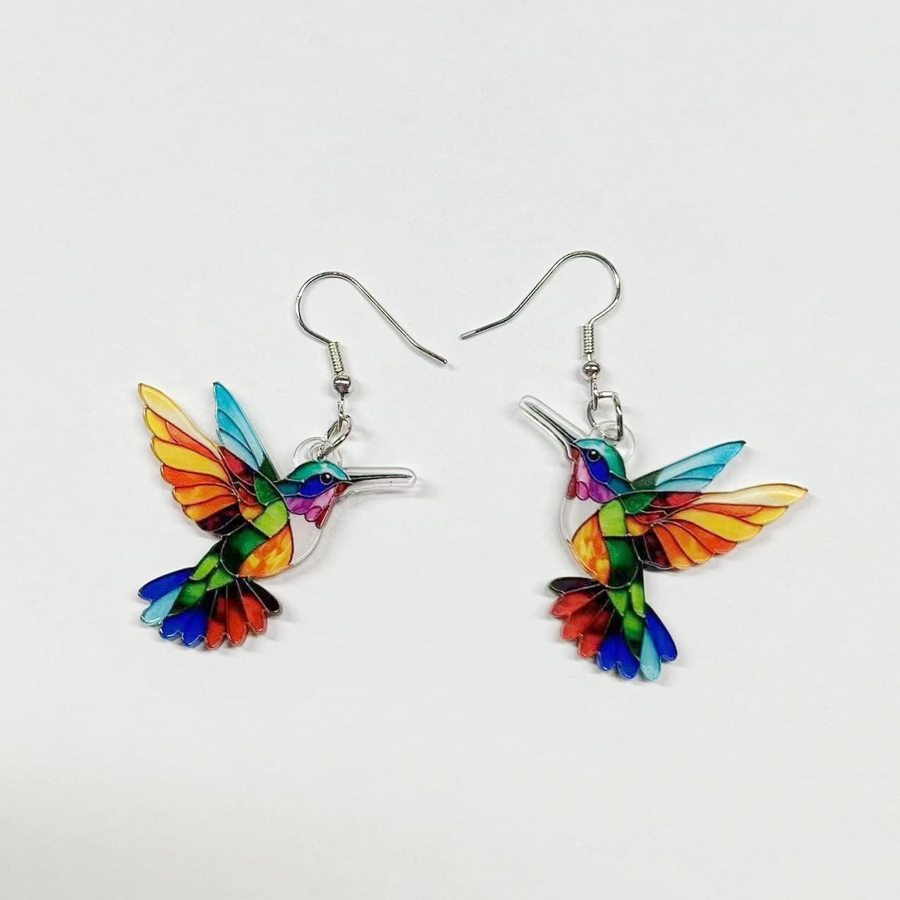 Colorful hummingbird-shaped earrings